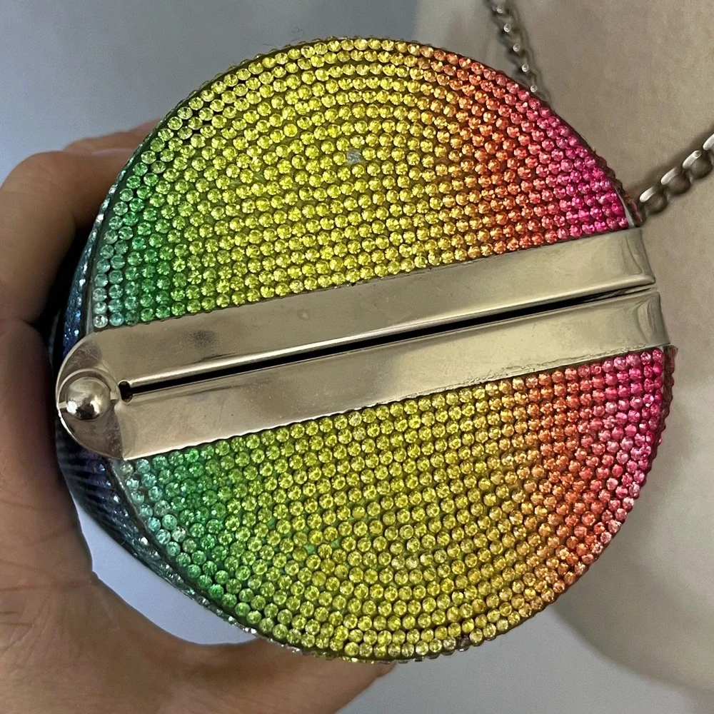 Aldo Cherry Pop Envolee Mini Barrel Rhinestone Encrusted Crossbody Bag Clutch - Picture 4 of 7